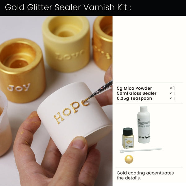 Kit de vernis scellant à paillettes dorées