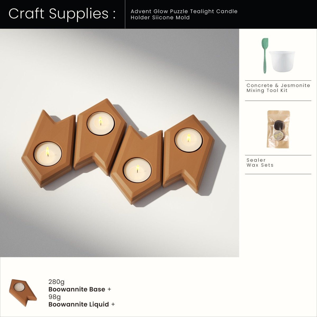 Advent Glow Puzzle Tealight Candle Holder Siicone MoldCandle Holder MoldSH1314