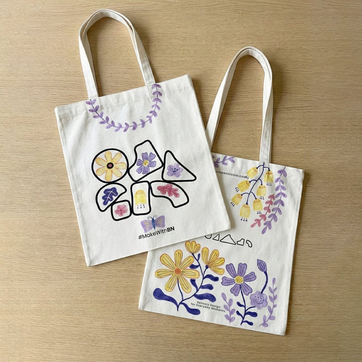 Artist Hand - Painted Canvas Tote Bag —— Quiet GardenBagsK059
