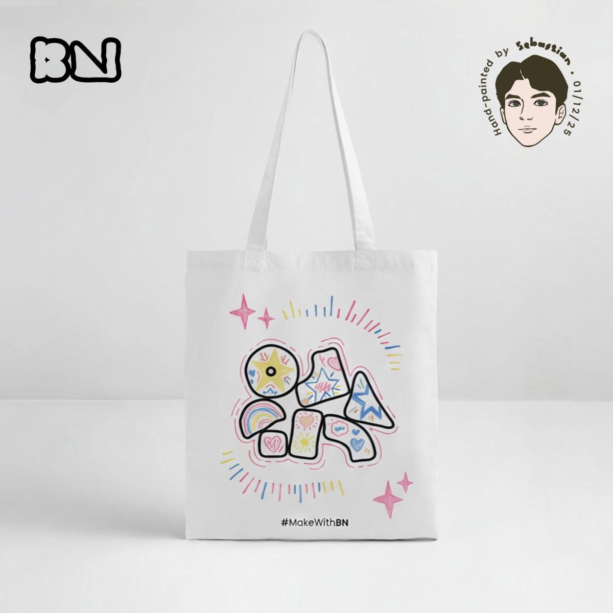Artist Hand - Painted Canvas Tote Bag —— Childlike WonderBagsK061