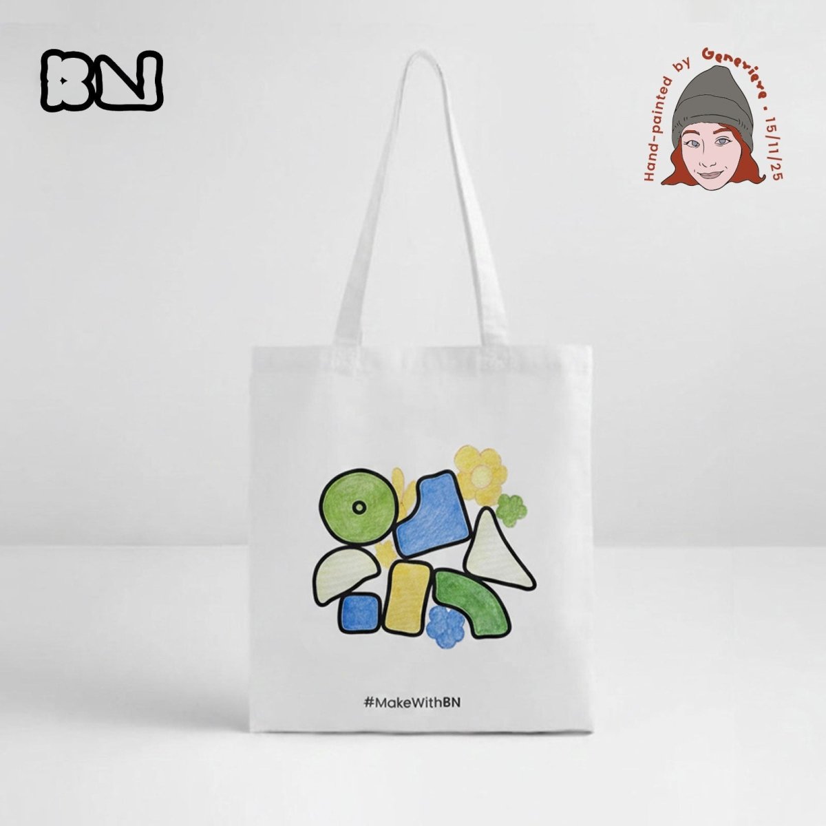 Artist Hand - Painted Canvas Tote Bag —— Blooming with the WindBagsK062