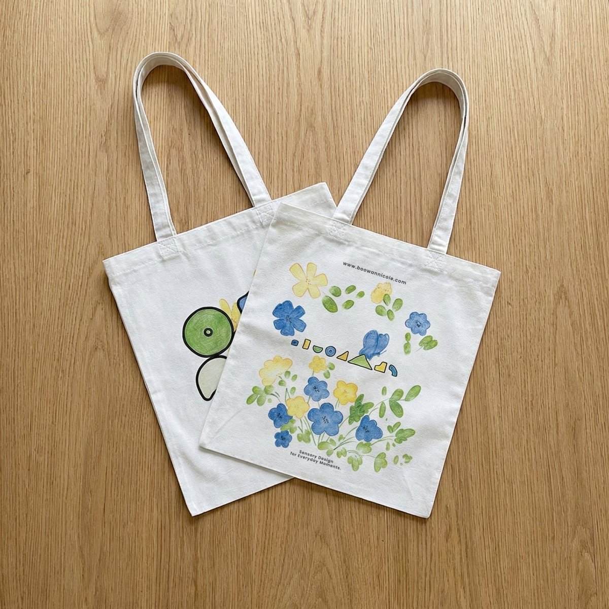 Artist Hand - Painted Canvas Tote Bag —— Blooming with the WindBagsK062