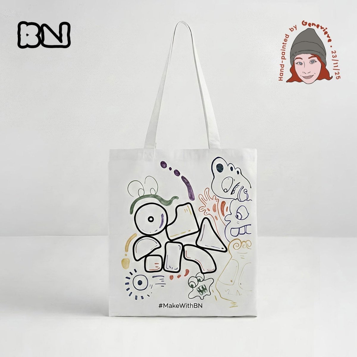 Artist Hand - Painted Canvas Tote Bag —— Little MonstersBagsK064