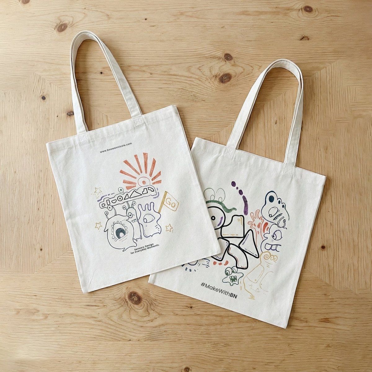 Artist Hand - Painted Canvas Tote Bag —— Little MonstersBagsK064