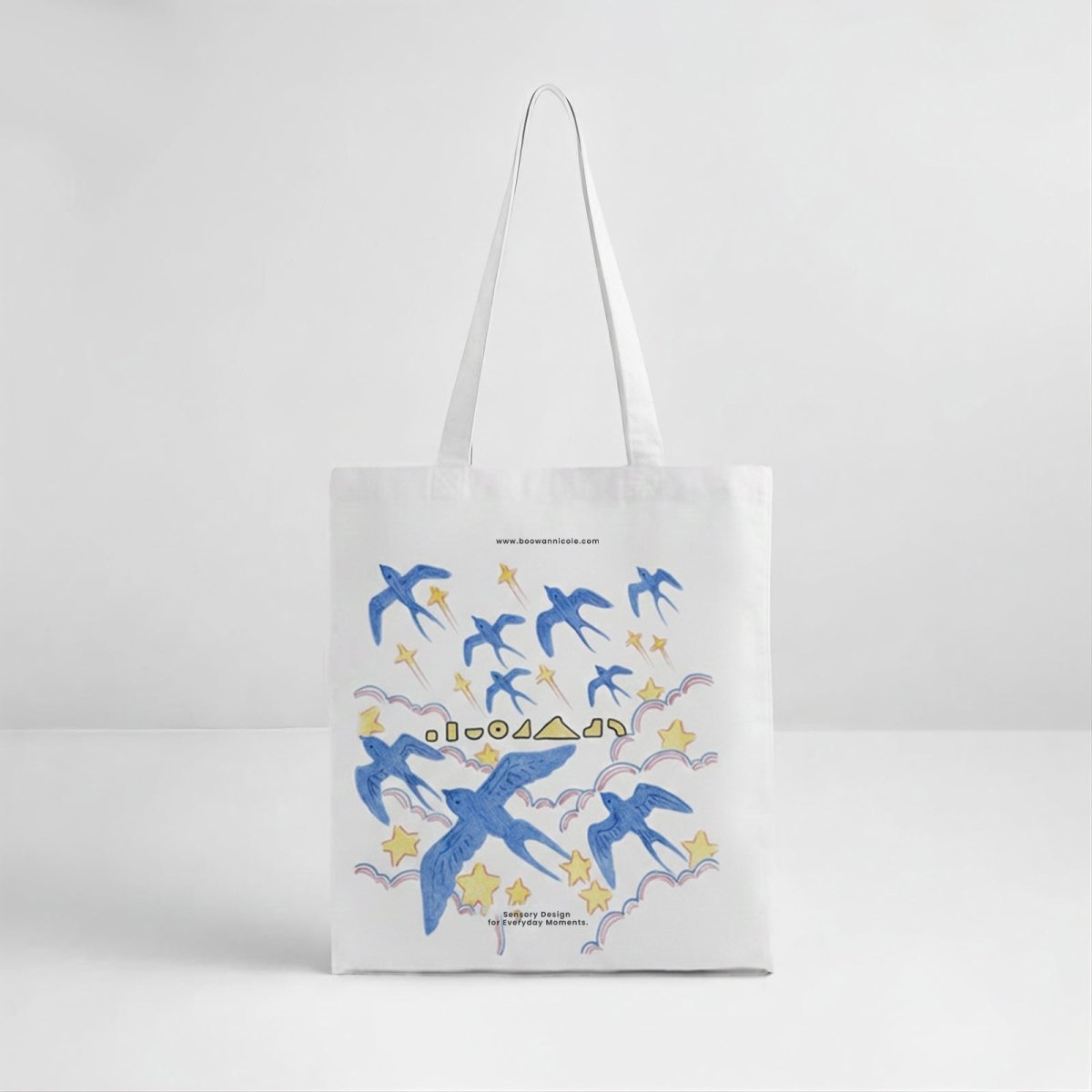 Artist Hand - Painted Canvas Tote Bag —— Skyline & Deep BlueBagsK065