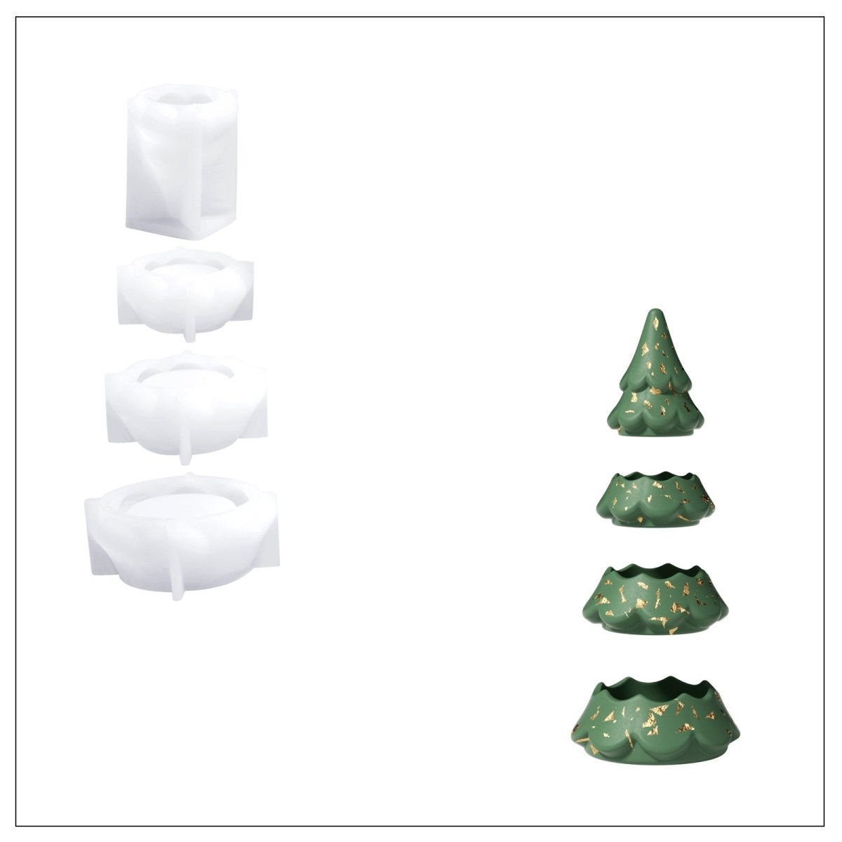 Blooming Stacking Christmas Tree Candle Jar Silicone MoldCandle Jar MoldSH1137-1-2-3-4