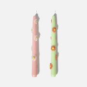 BLOSSOM Taper Candle Daisy Delight - Set of 2 Petal Pink & Soft Mint - Long VersionCandleC0281-[5]