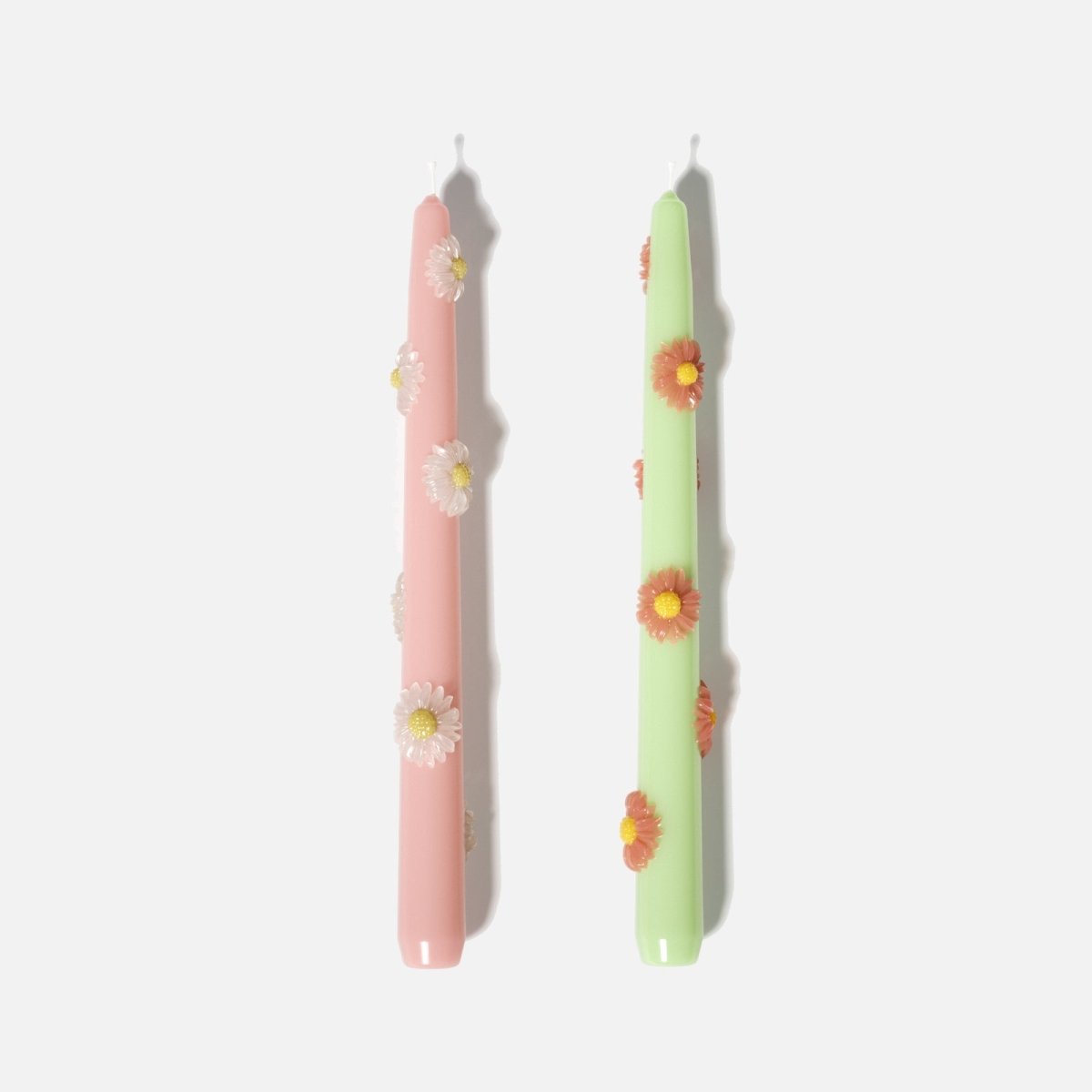 BLOSSOM Taper Candle Daisy Delight - Set of 2 Petal Pink & Soft Mint - Long VersionCandleC0281-[5]