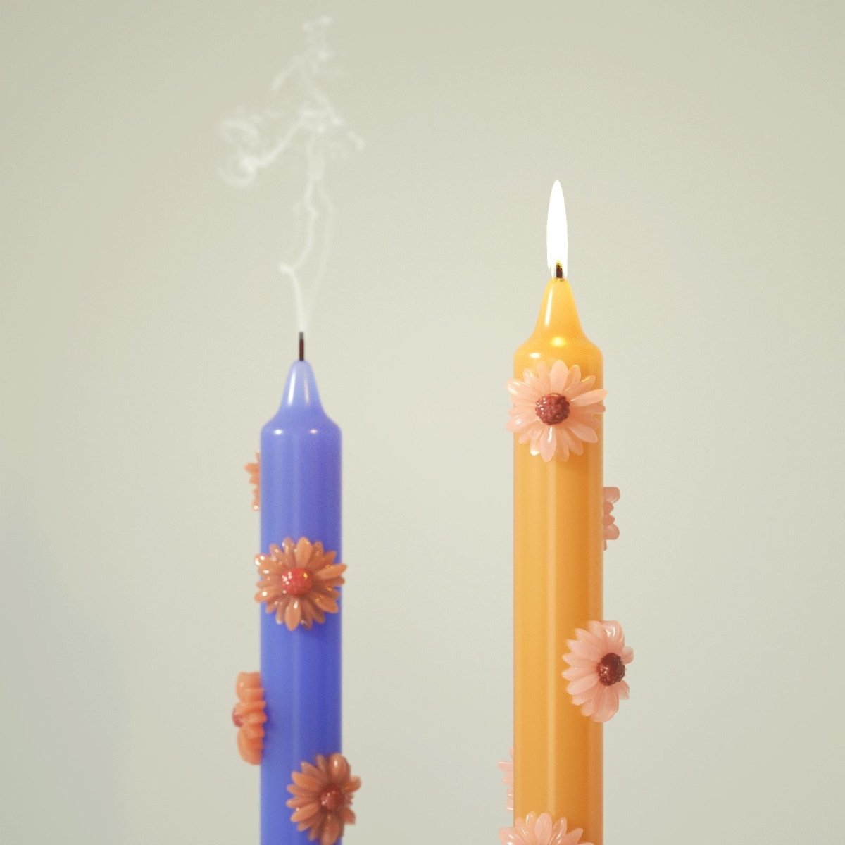 BLOSSOM Taper Candle Daisy Delight - Set of 2 - Sunset Orange & Deep BlueCandleC0282-[1]