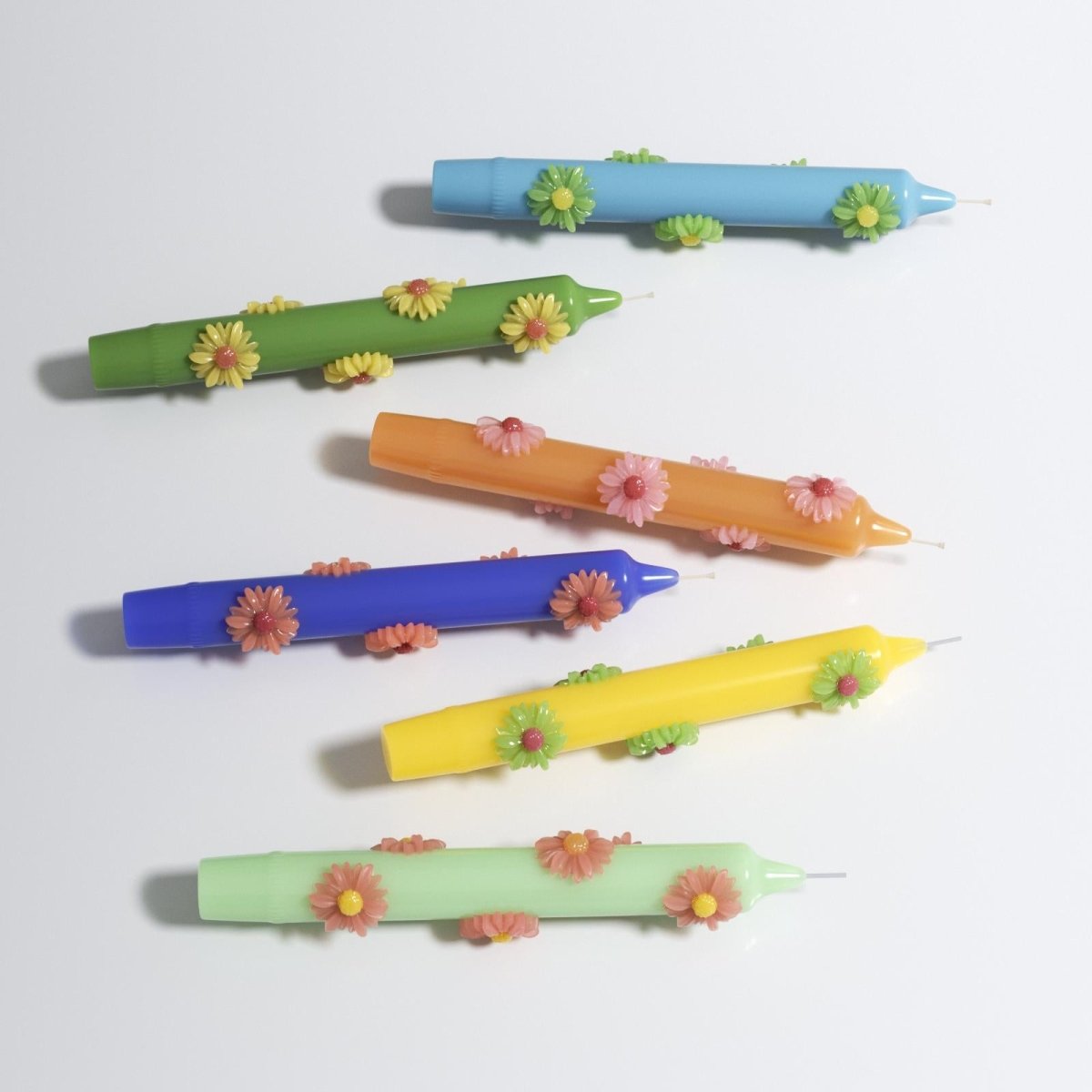 BLOSSOM Taper Candle Daisy Delight - Set of 2 - Sunset Orange & Deep BlueCandleC0282-[1]