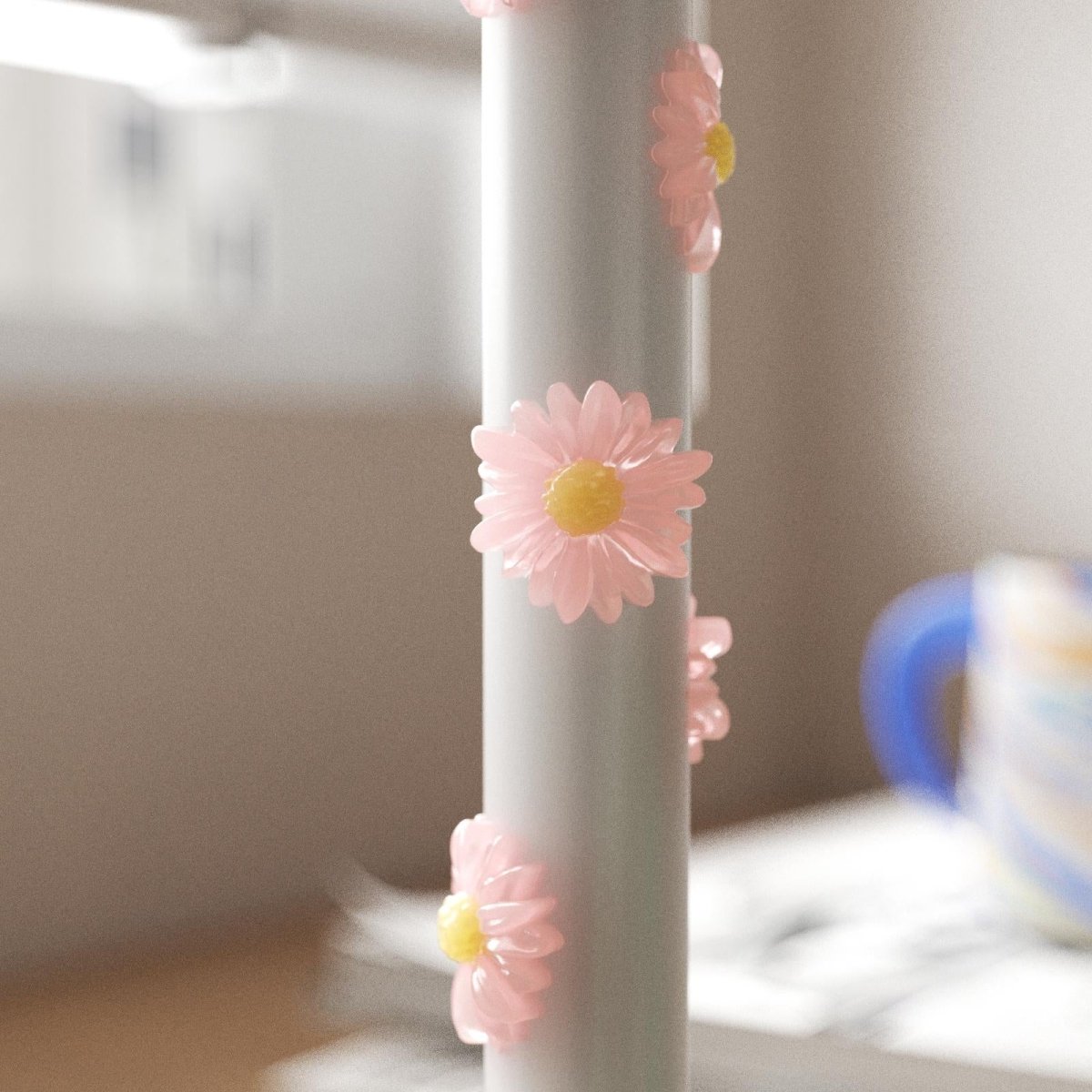 BLOSSOM Taper Candle Daisy Delight - Set of 2 Petal Pink & Mist Gray - Short VersionCandleC0282-[3]