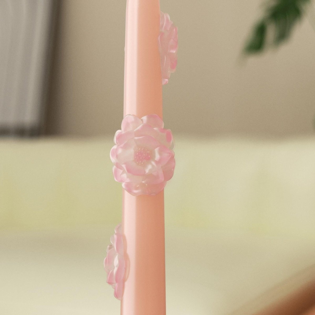 BLOSSOM Taper candle Camellia Mists Fade - Set of 2 Petal Pink & Mist Gray - Long VersionCandleC0283-3