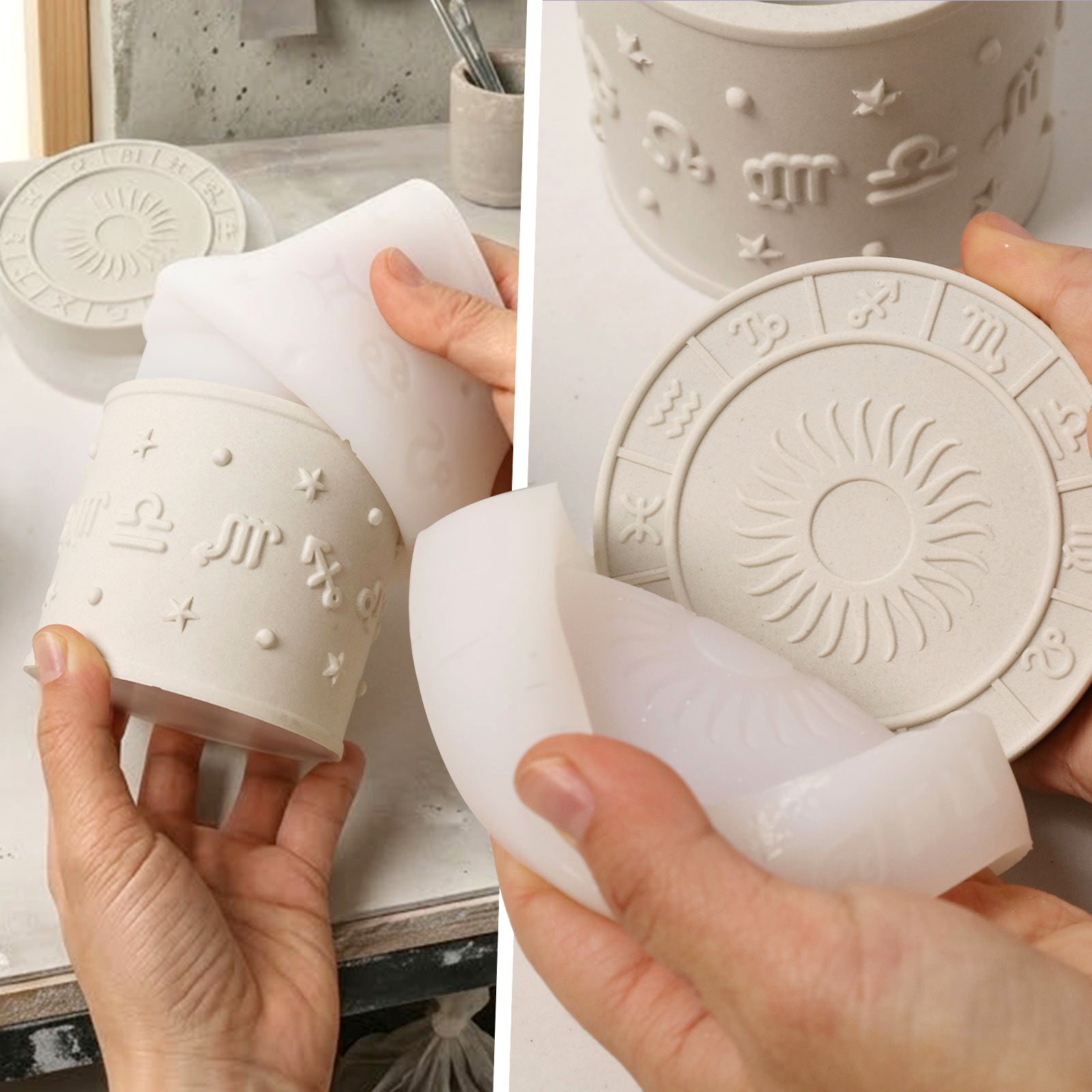 Zodiac Sign Silicone Mold for DIY Candle Jars & Lids - Celestial Resin/Plaster Craft Mold - Boowan Nicole