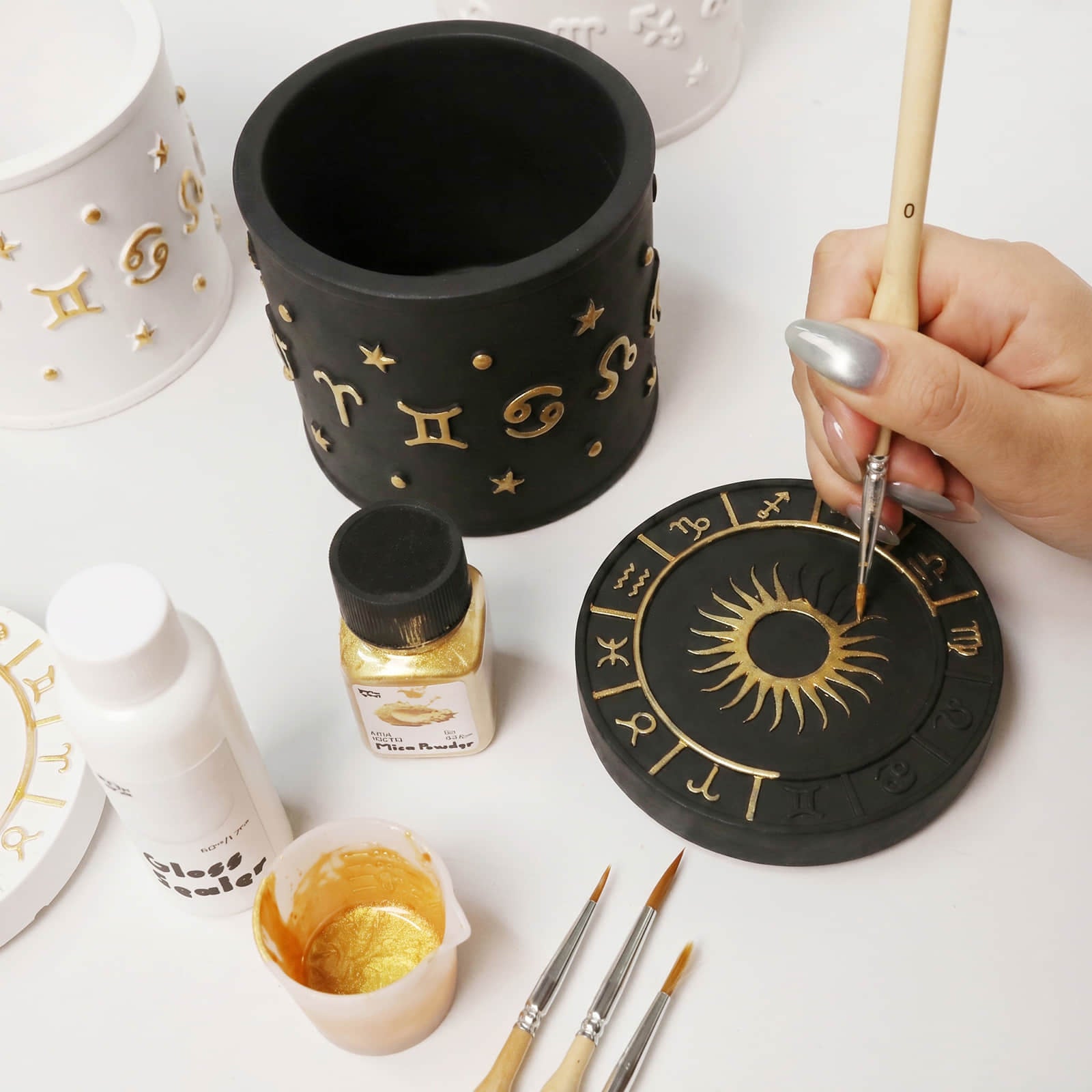 Gold Leaf Painting on Zodiac Candle Jar - DIY Celestial Vessel Finishing Tutorial - Boowan Nicole