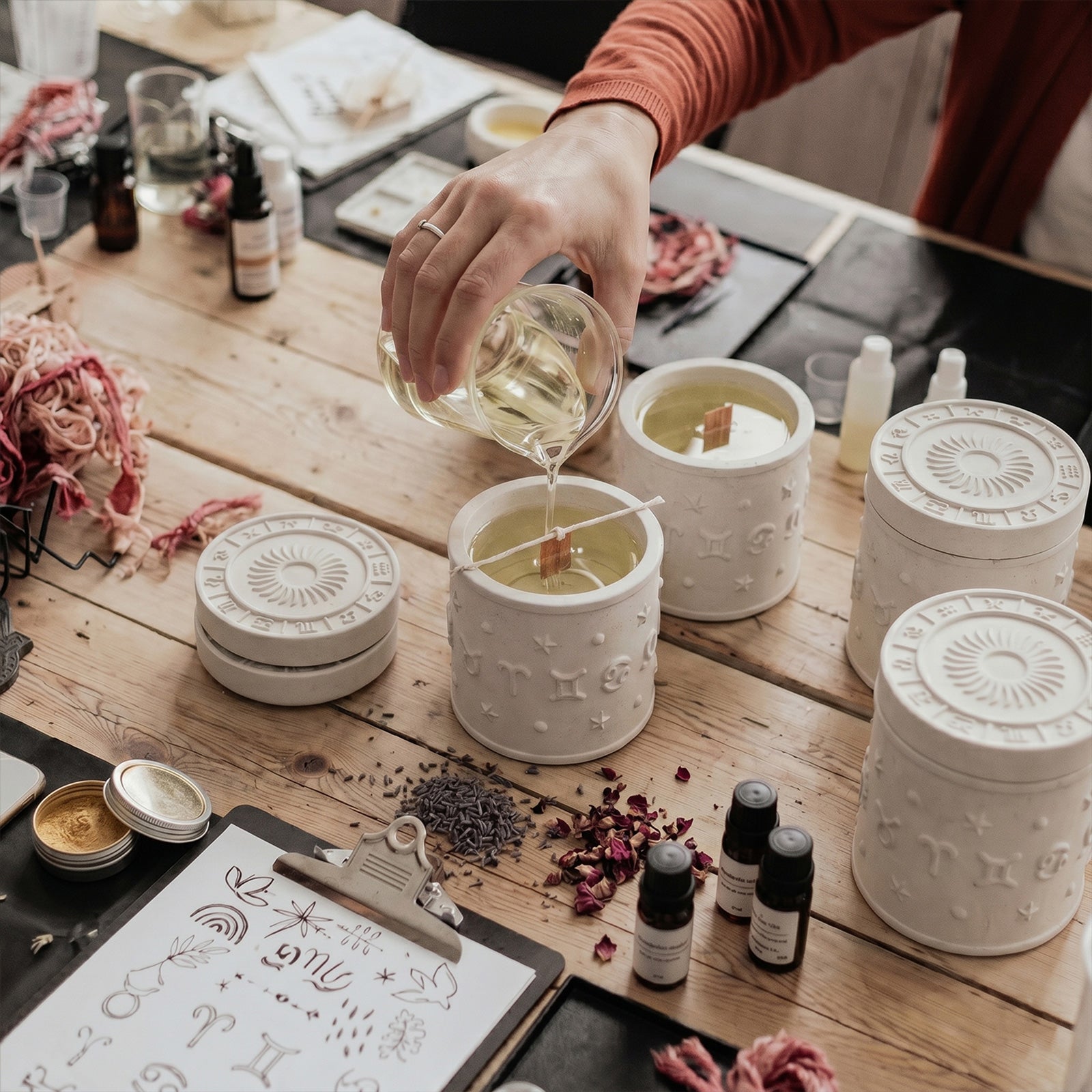 DIY Zodiac Candle Pouring Workshop - Making Celestial Soy Candles with Boowan Nicole Molds - Boowan Nicole