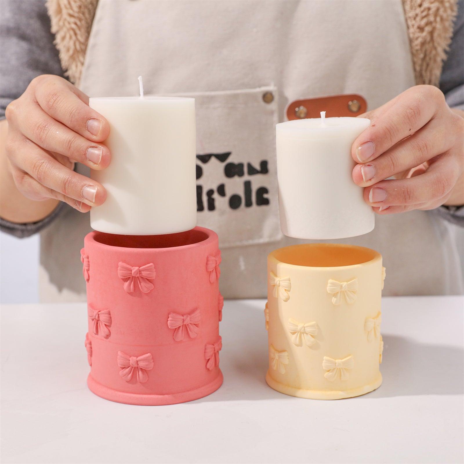 Candle Refills for Pink & Yellow Bow-Embossed Jars – Reusable Silicone Molds & Stylish Home Decor-Boowan Nicole