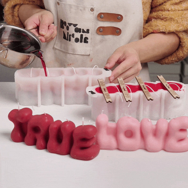 Bubbly TRUE LOVE Word Candle Silicone Mold