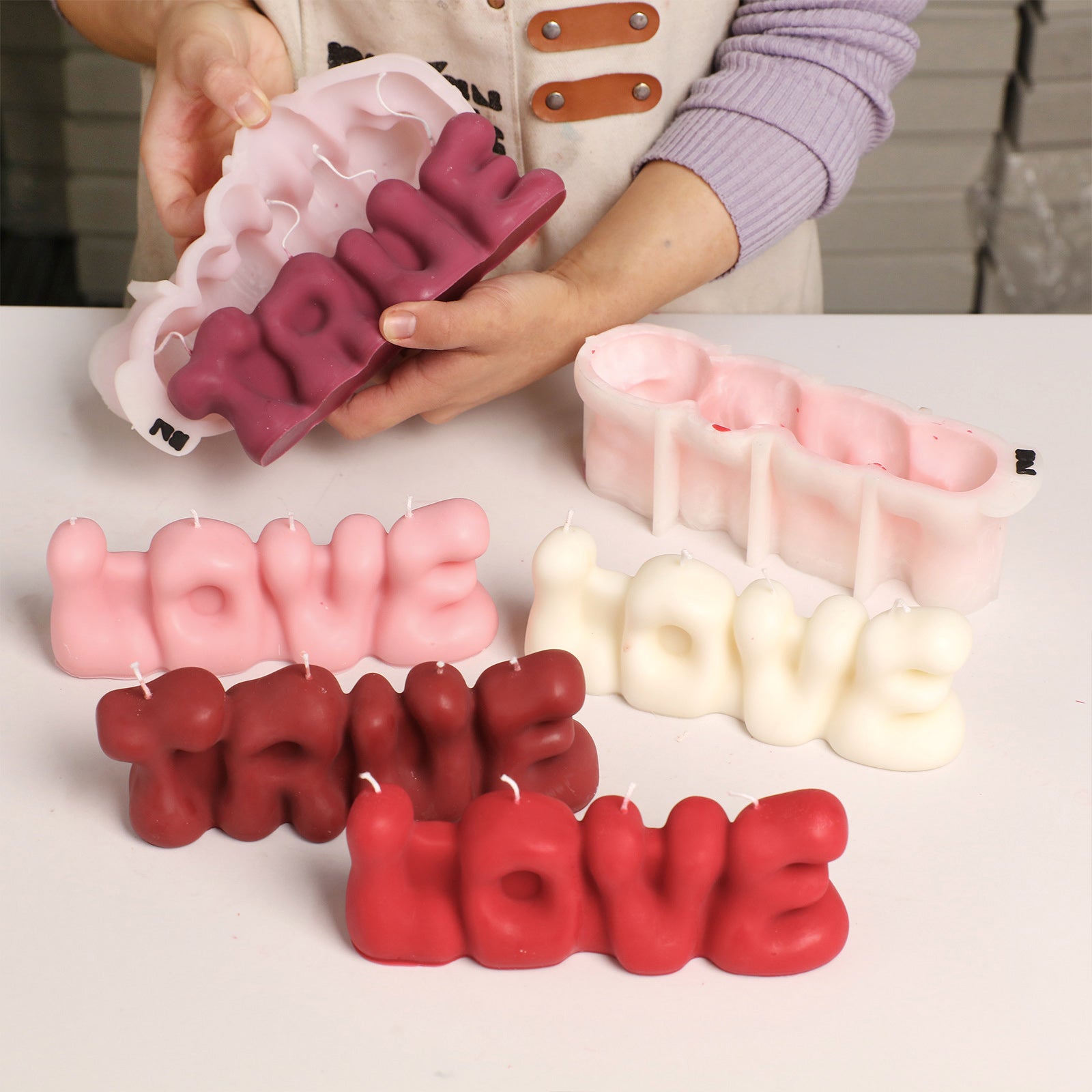 Bubbly TRUE LOVE Word Candle Silicone Mold