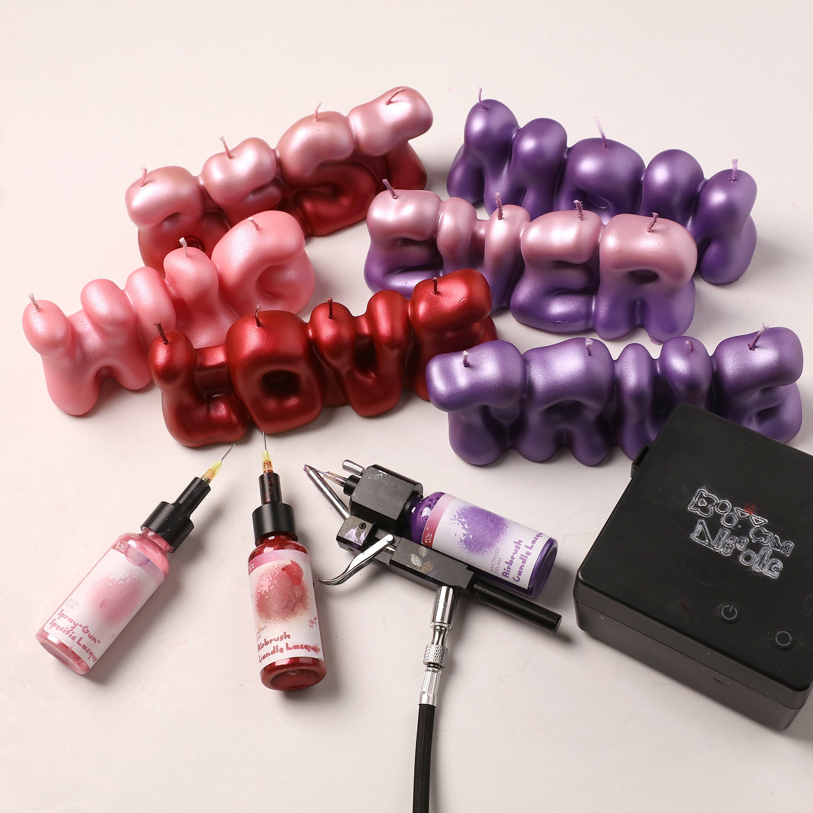 Assorted Metallic Bubble Letter Candles - Boowan Nicole