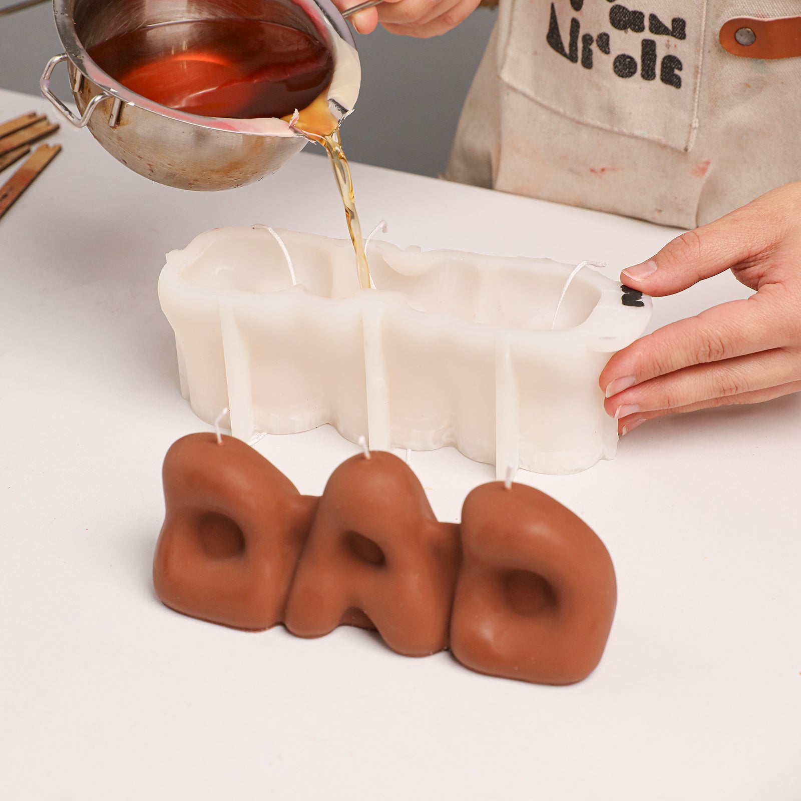 Bubbly DAD Word Candle Silicone Mold