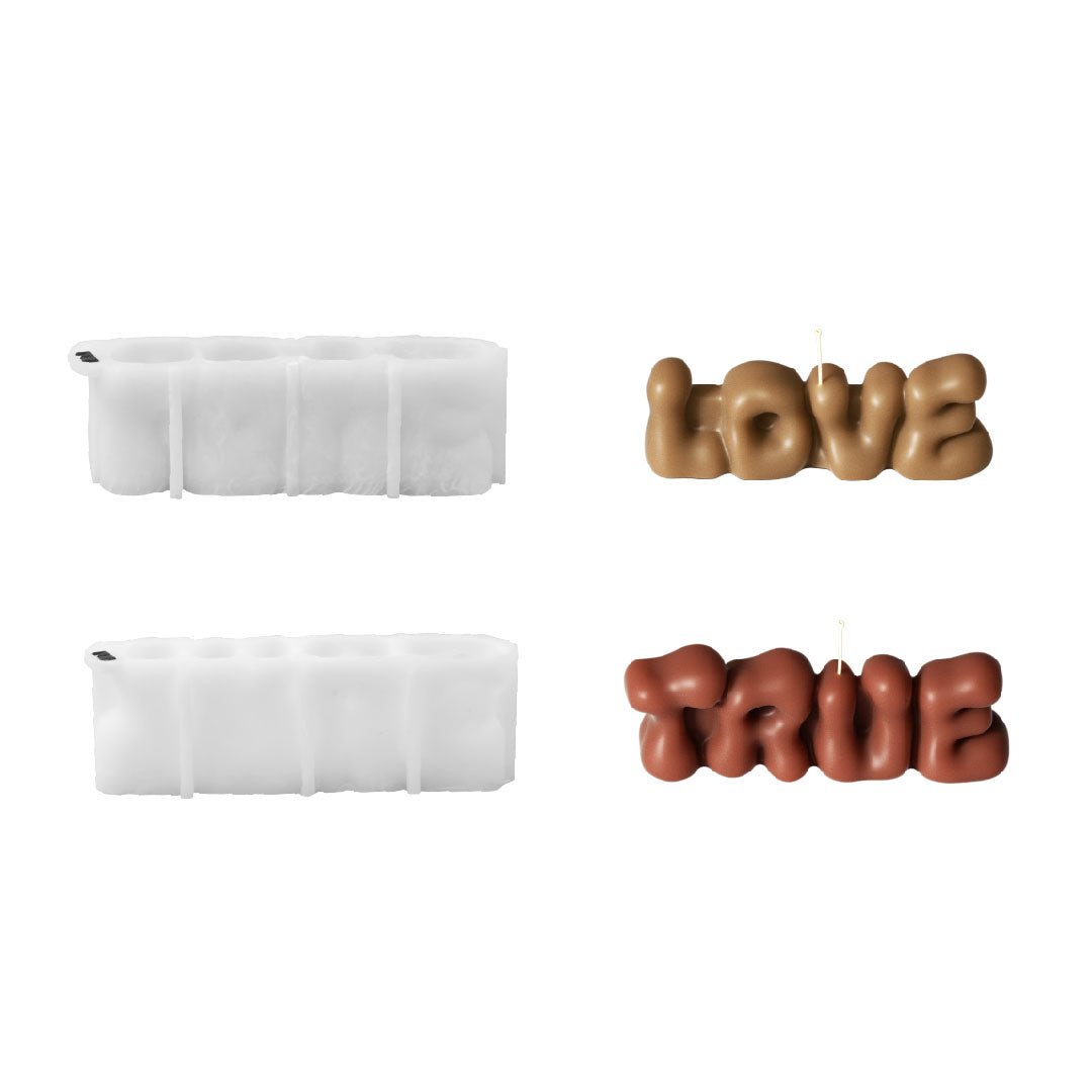 Bubbly TRUE LOVE Word Candle Silicone Mold