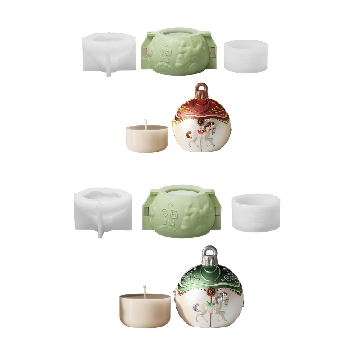 Carousel of Dreams Bauble Candle Jar & Candle Refill Silicone Mold CollectionCandle Jar MoldSH1330-1-2+SH1329-1-2+LZ0956+LZ0955