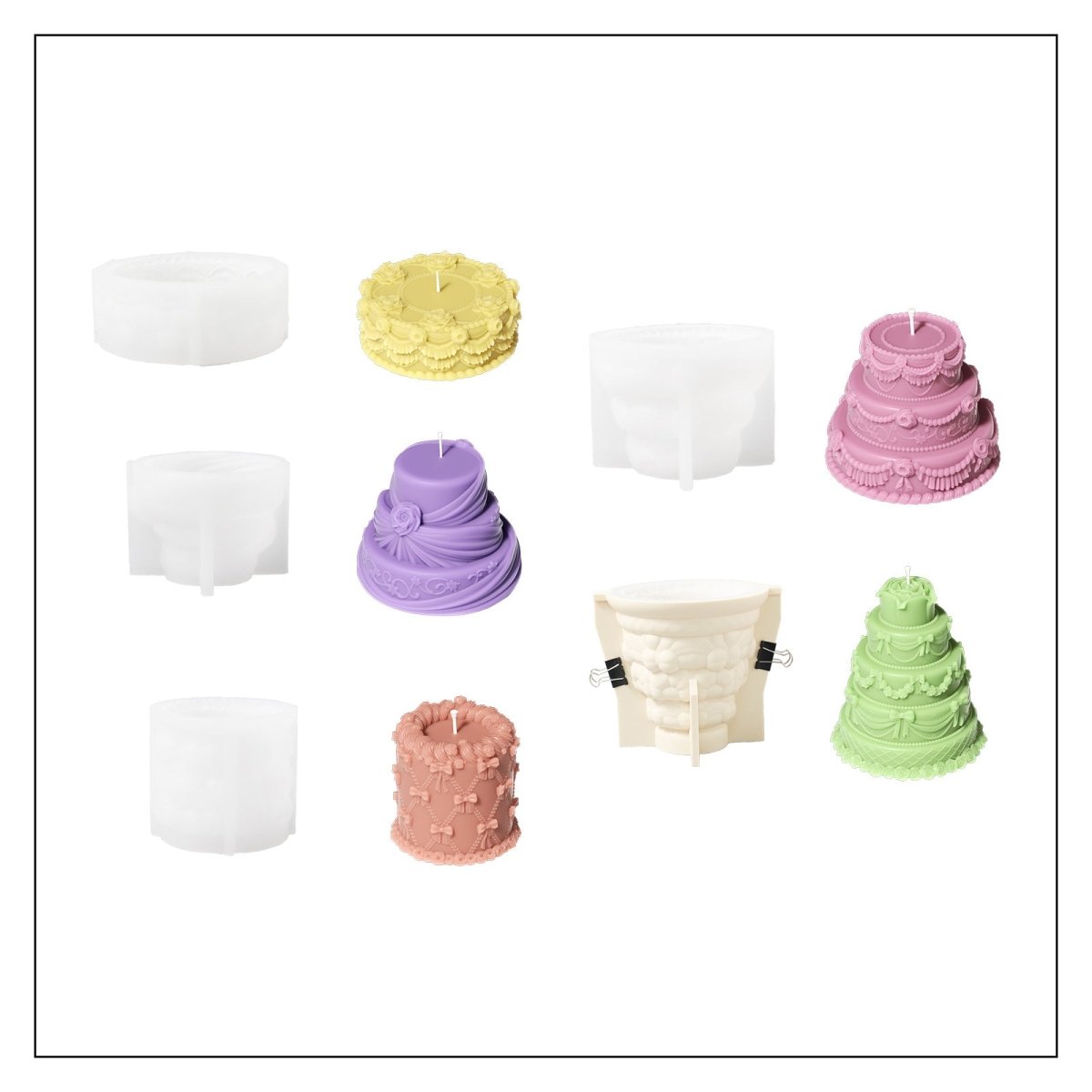 Wedding Cake Candle Silicone Mold Collection3D Candle MoldLZ0813+814+815+816+817