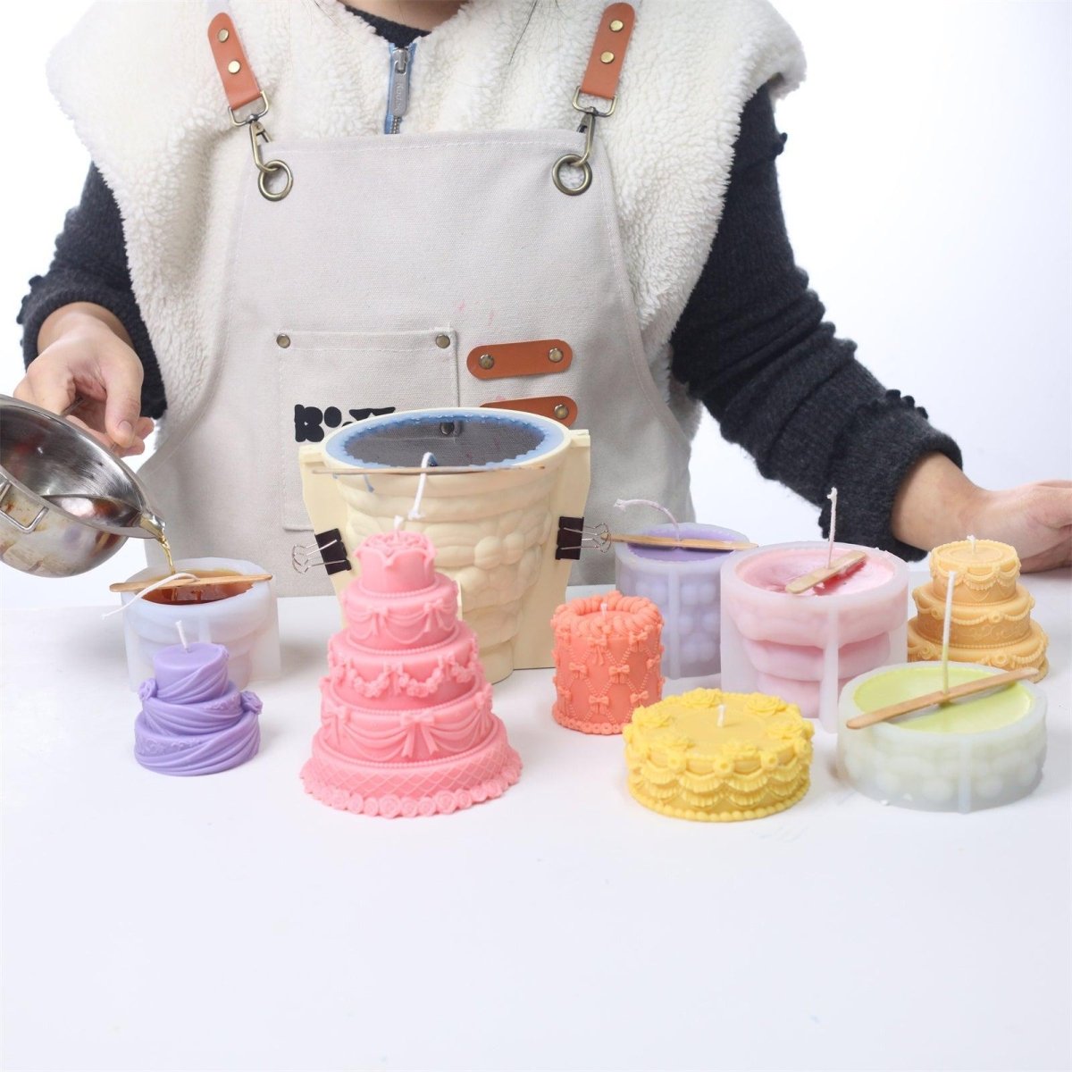 Colorful handcrafted cake candles for unique decor and DIY projects-Boowan Nicole