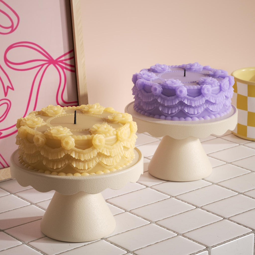 Green and purple curtain rose cake candles with holder add romance to the space-Boowan Nicole