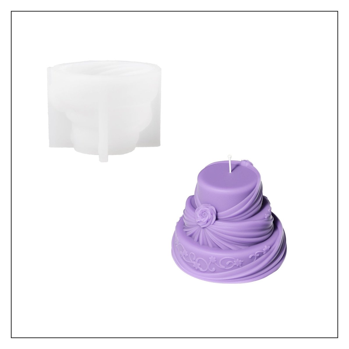 Three - Tier Rose Veil Wedding Cake Candle Silicone Mold3D Candle MoldLZ0814