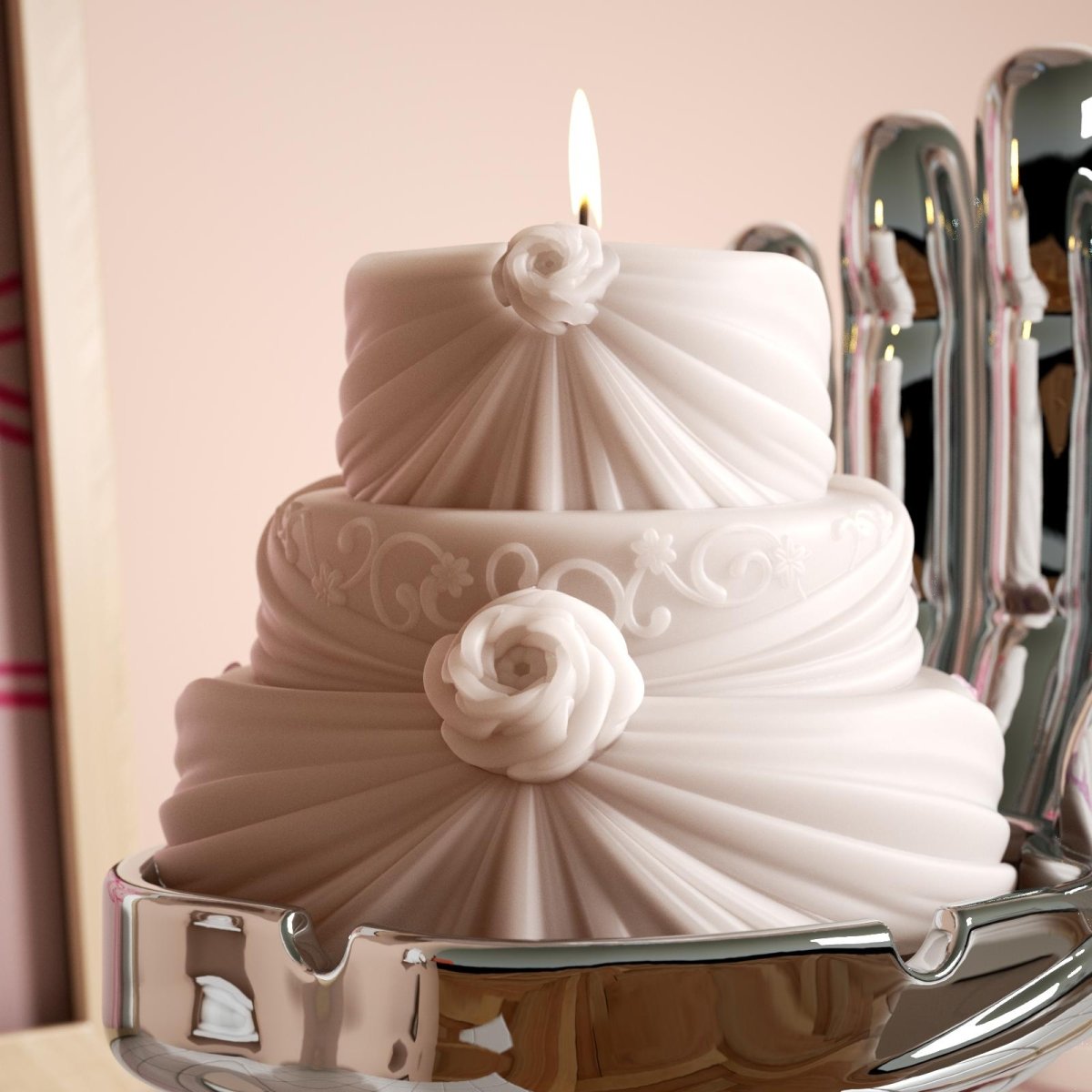 Get a Closer Look at the Luxurious Texture of the Cake Candle-Boowan Nicole