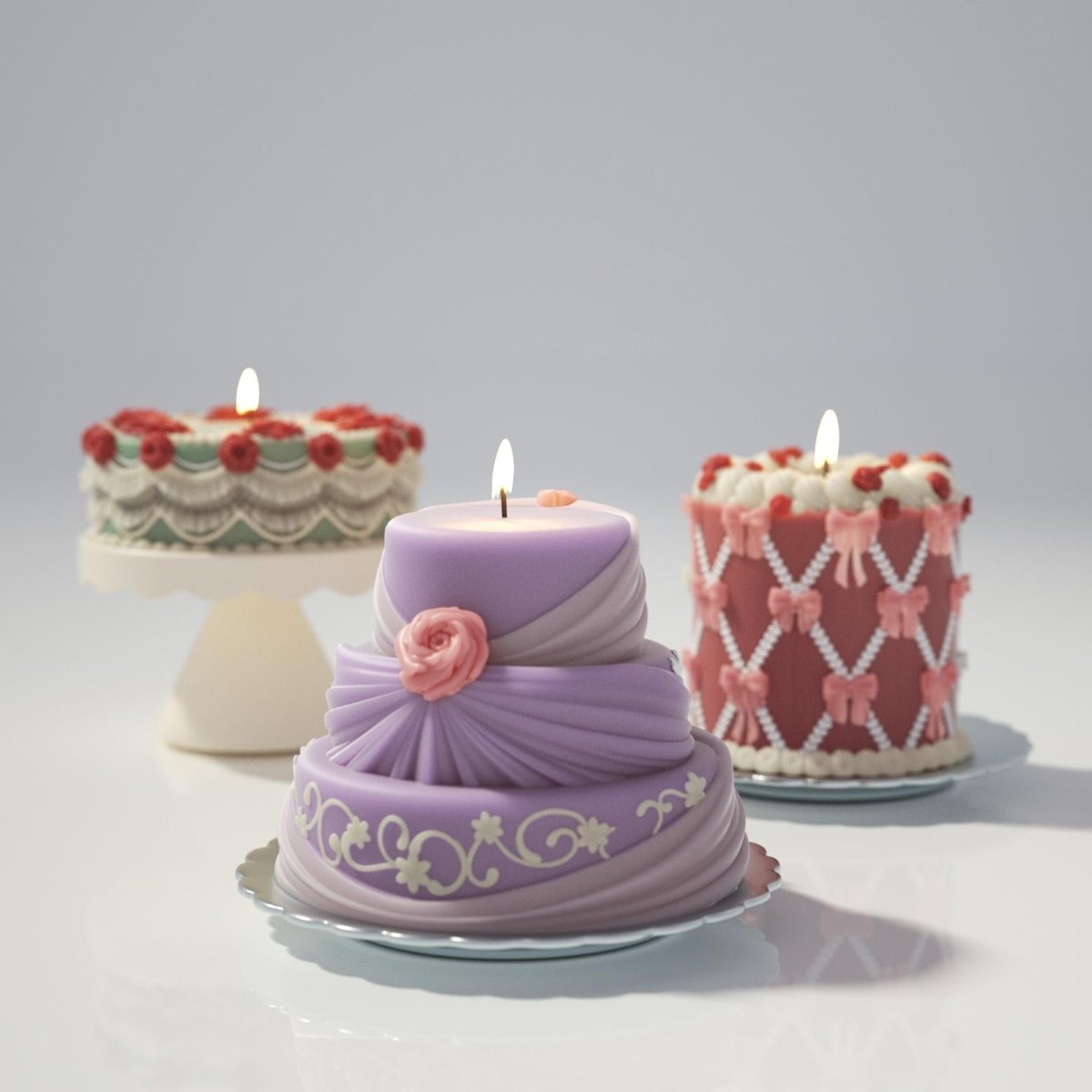 Elegant Cake-Shaped Candles with Intricate Details – Perfect for Adding a Touch of Sophistication to Any Space-Boowan Nicole
