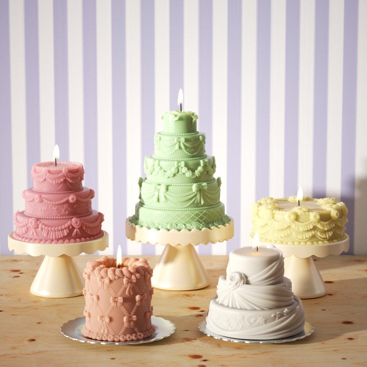 Delicate multi-layered pastel cake candles, perfect for adding an elegant touch to any celebration-Boowan Nicole