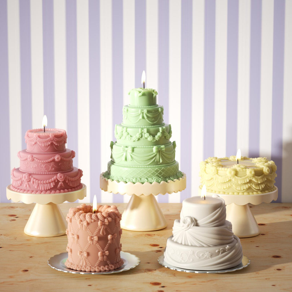 Delicate multi-layered pastel cake candles, perfect for adding an elegant touch to any celebration-Boowan Nicole