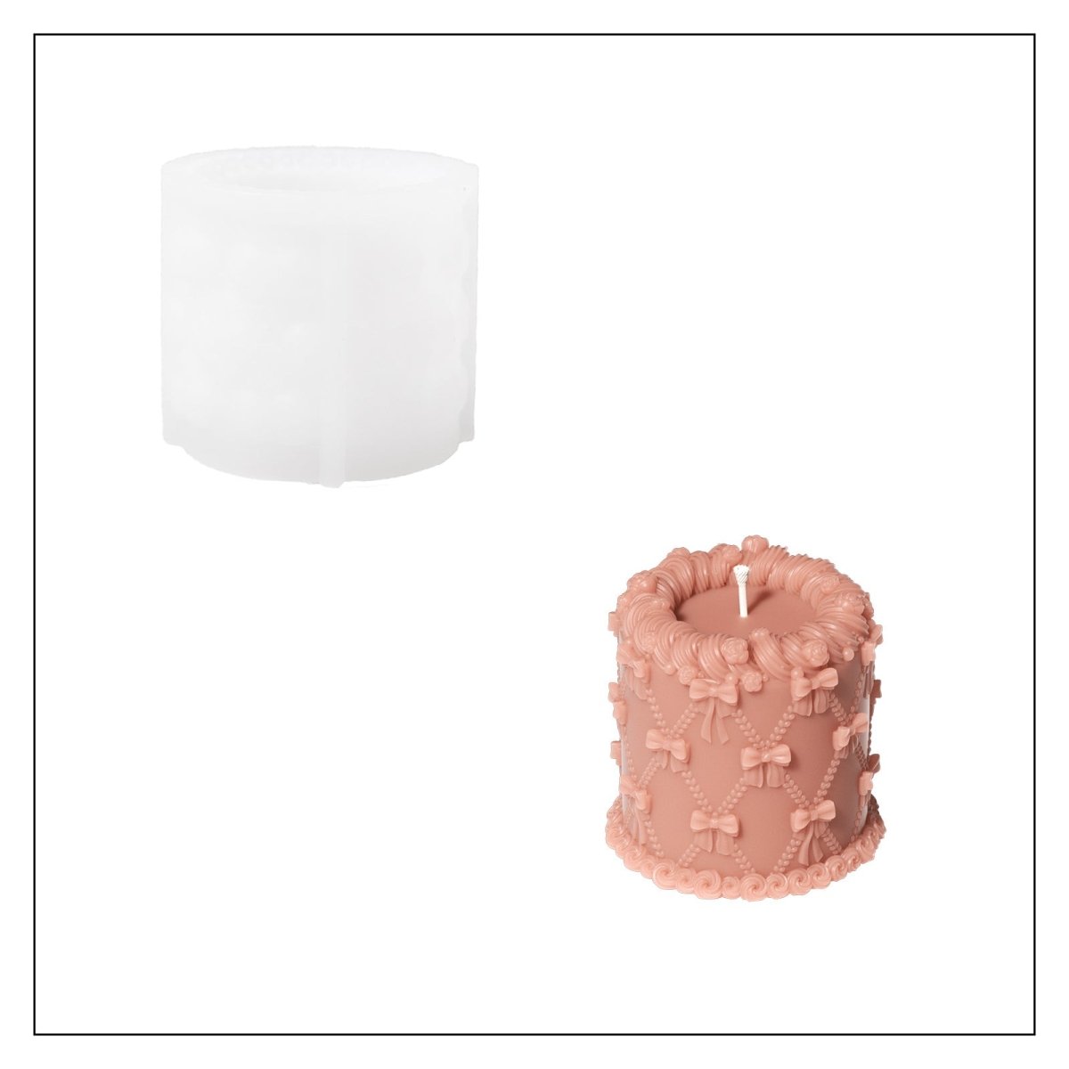 Rosy Ribbon Wedding Cake Candle Silicone Mold3D Candle MoldLZ0815