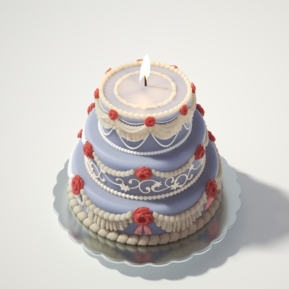 Three - tiered Elegant Rose Wedding Cake Candle Silicone Mold3D Candle MoldLZ0816