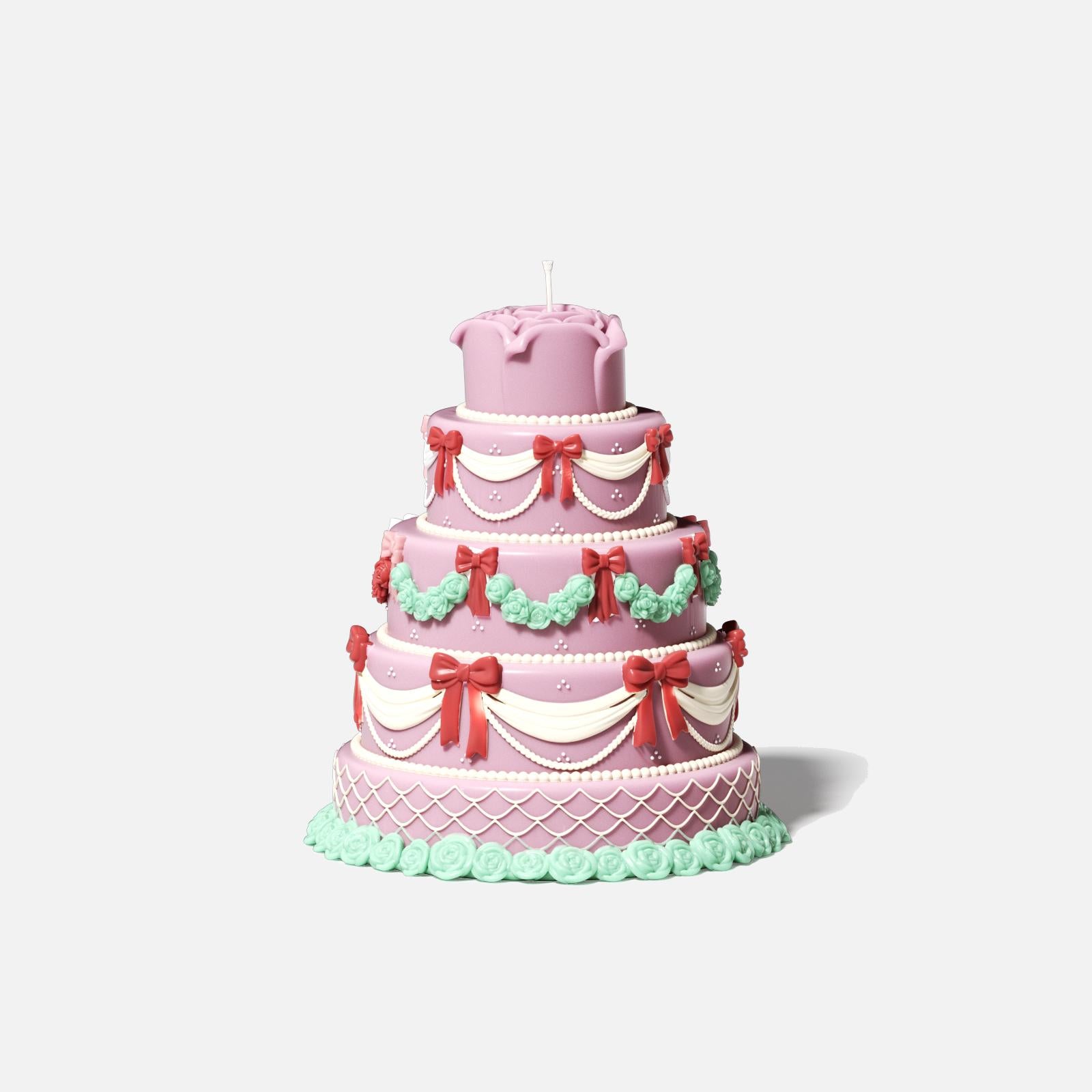 Силиконовая форма для свечи в виде свадебного торта с четырьмя ярусами, большими цветами и бантом