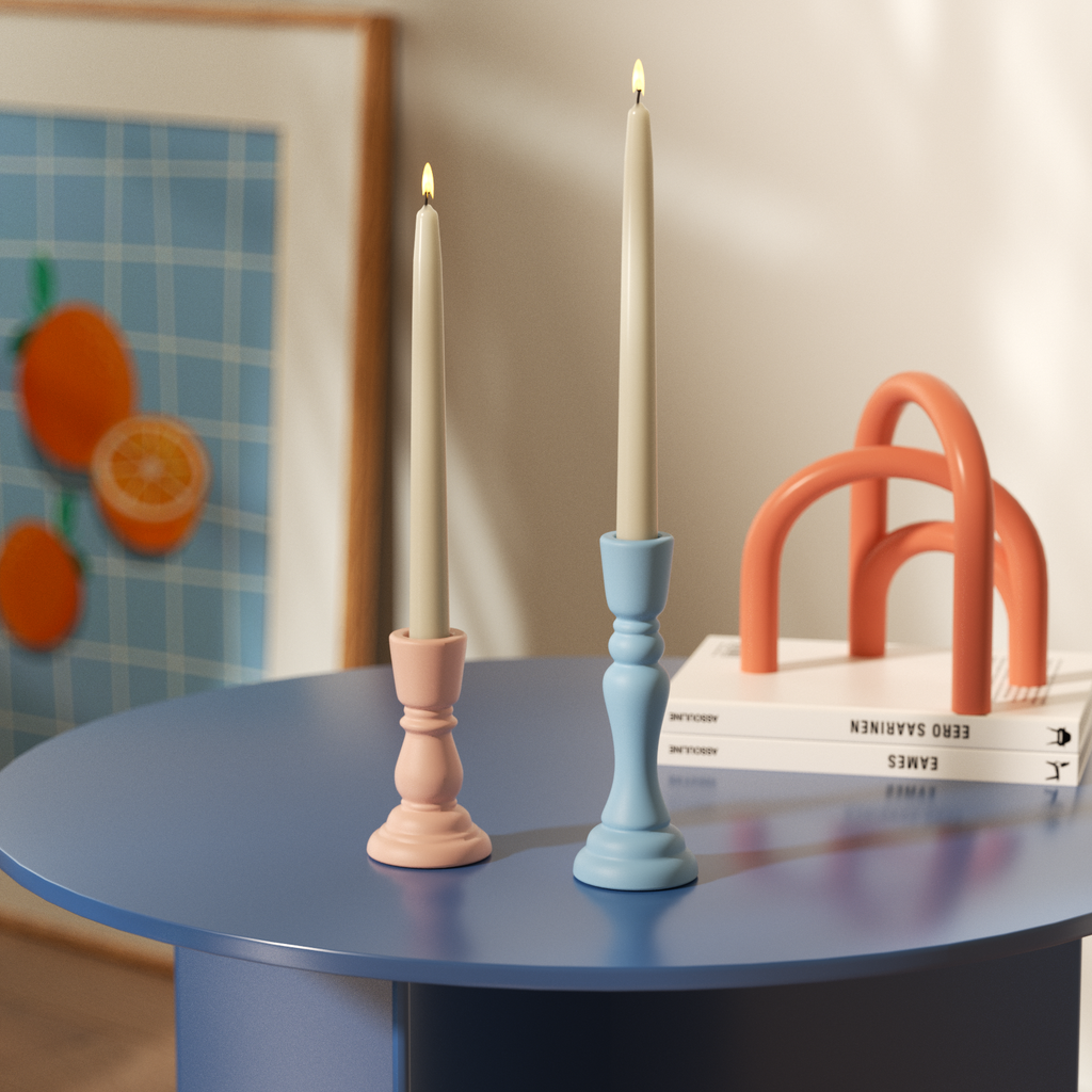 Simple taper candle holders paired with white taper candles are the perfect choice for modern home decor-Boowan Nicole