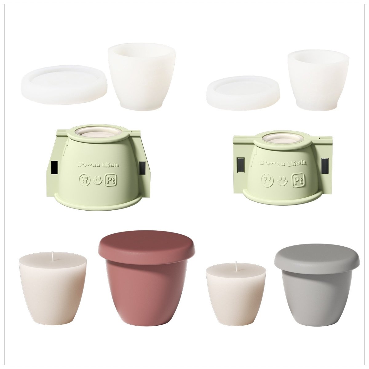 Minimalist Bowl - Shaped Candle Jar Silicone Mold & Candle Refill MoldCandle Jar MoldSH1089-90-1-2+LZ0714-15