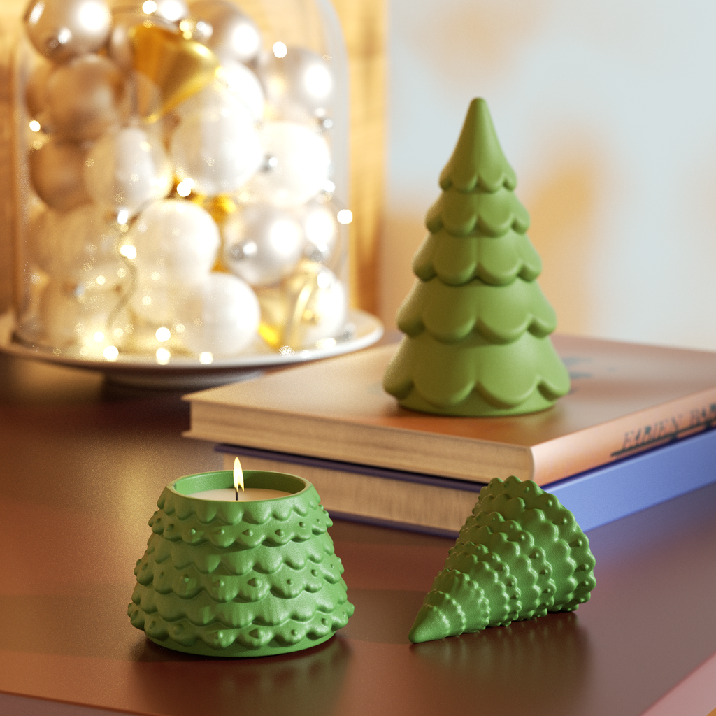 Two Unique Green Christmas Tree Candle Jars for Creating a Festive and Cozy Atmosphere-Boowan Nicole