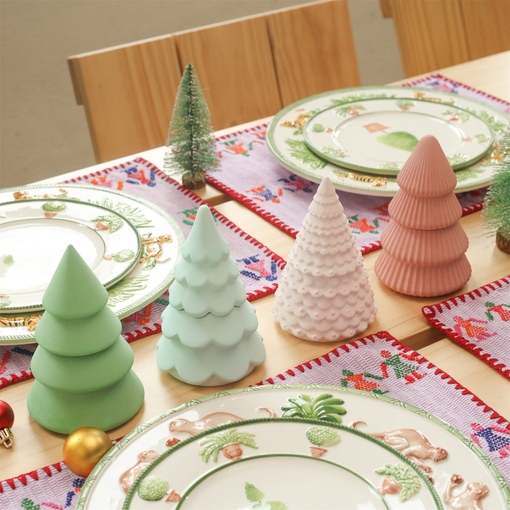 Four different styles of Christmas tree candle jars to decorate your Christmas dinner table-Boowan Nicole