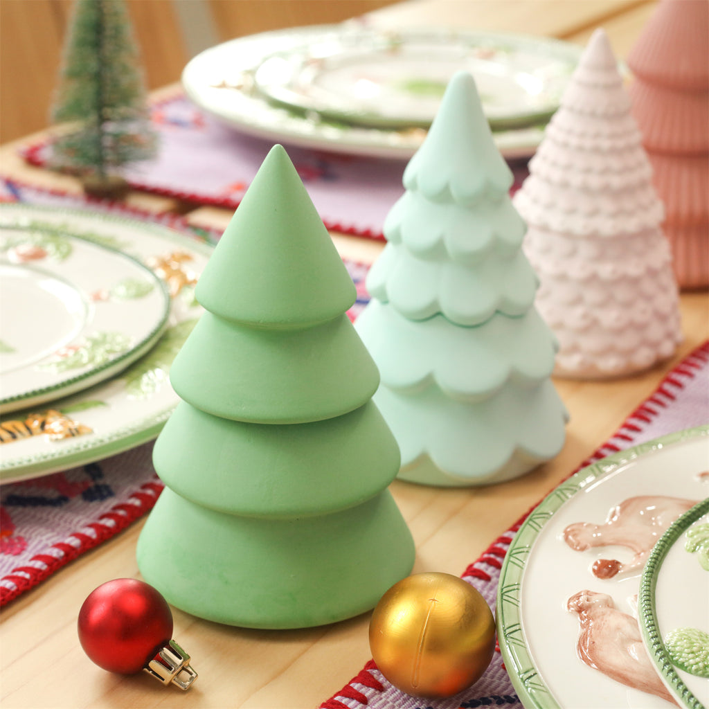 Colorful Christmas Tree Candle Jar Decorations - Enhance Your Holiday Table with These Festive Accents