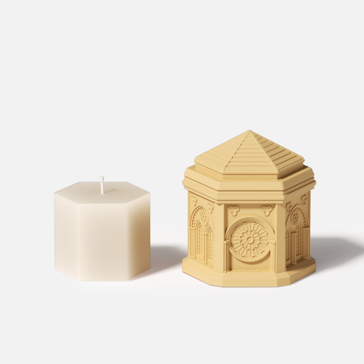 Elegant Gothic Architecture Candle Jar Silicone Mold with 7.5oz Candle Refill MoldCandle Jar MoldSH1076-1-2
