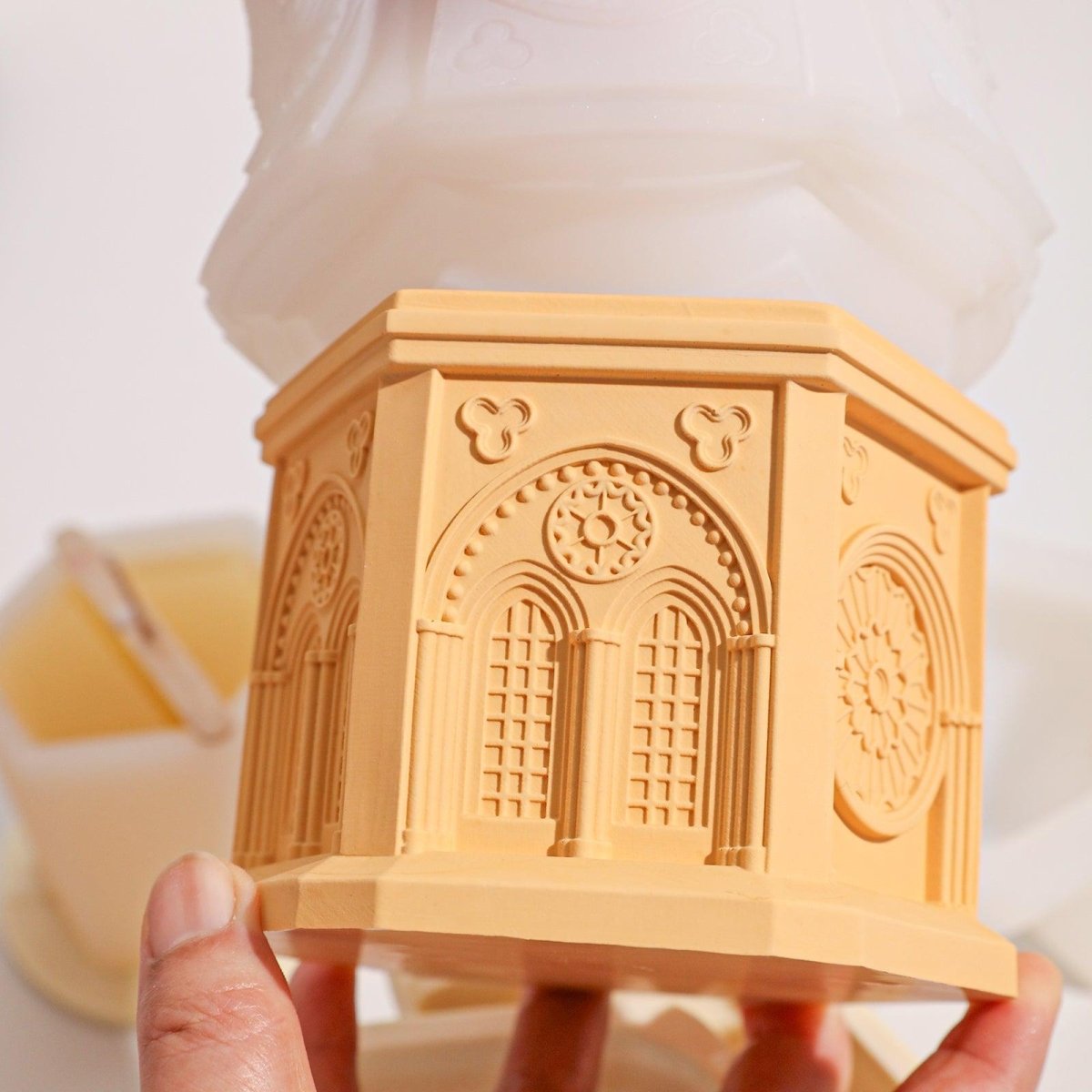Elegant Gothic Architecture Candle Jar Silicone Mold with 7.5oz Candle Refill MoldCandle Jar MoldSH1076-1-2