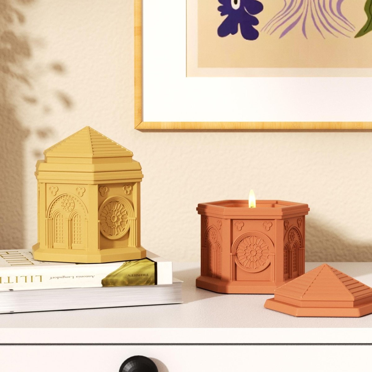 Elegant Gothic Architecture Candle Jar Silicone Mold with 7.5oz Candle Refill MoldCandle Jar MoldSH1076-1-2