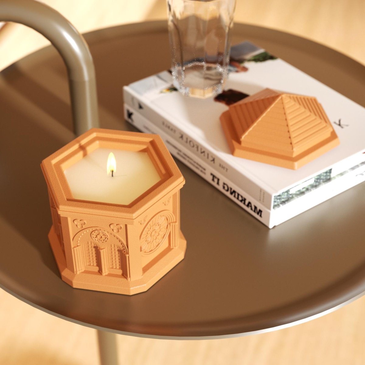 Elegant Gothic Architecture Candle Jar Silicone Mold with 7.5oz Candle Refill MoldCandle Jar MoldSH1076-1-2