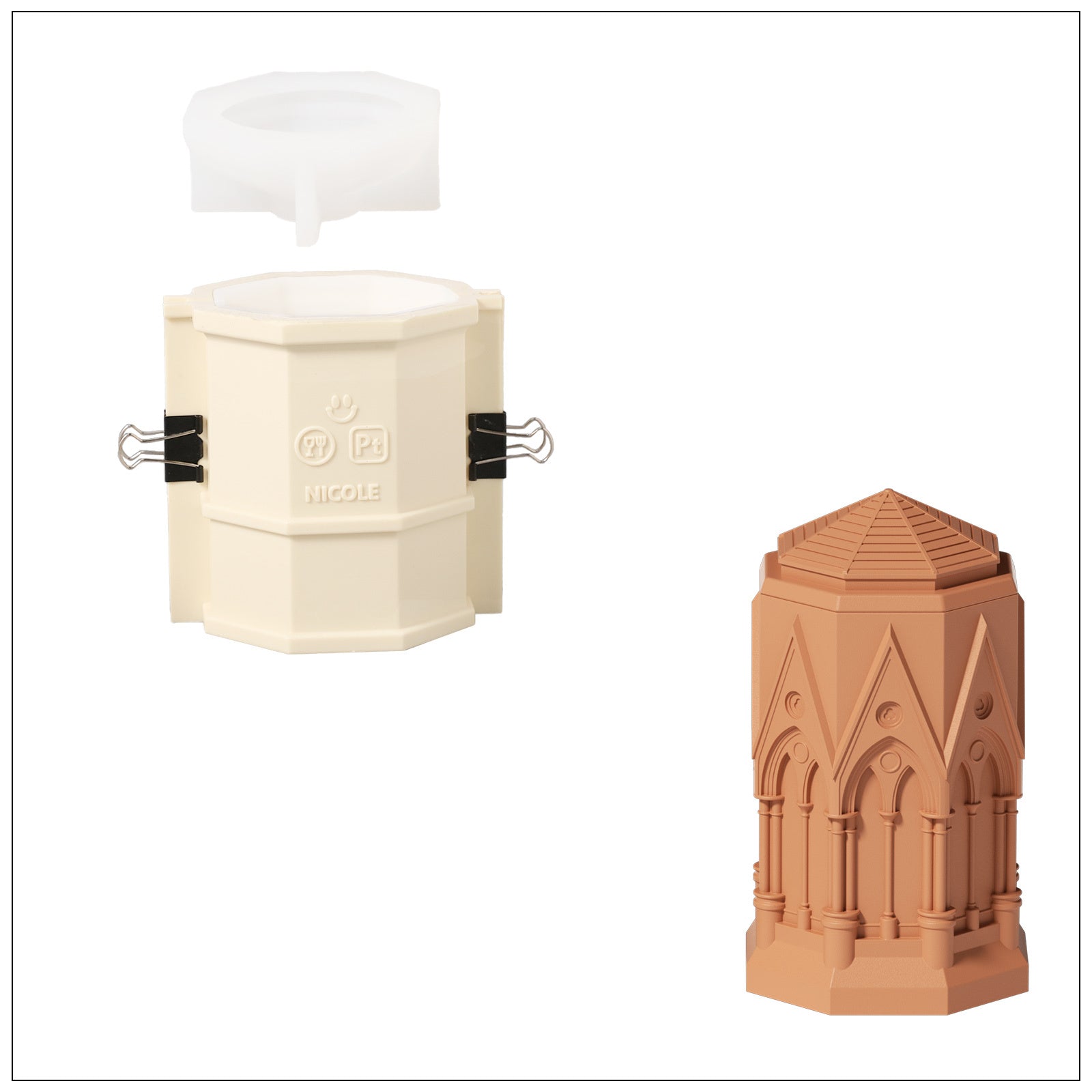 قالب سيليكون لشمعة في جرة بطراز القوطية الأنيق والطويل مع قالب تعبئة شمعة 7 أونصات