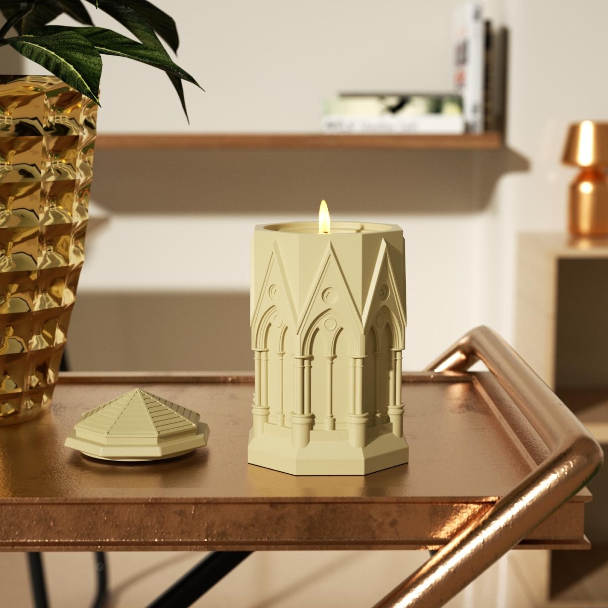 Tall Elegant Gothic Architecture Candle Jar Silicone Mold with 7oz Candle Refill MoldCandle Jar MoldSH1077-1-2