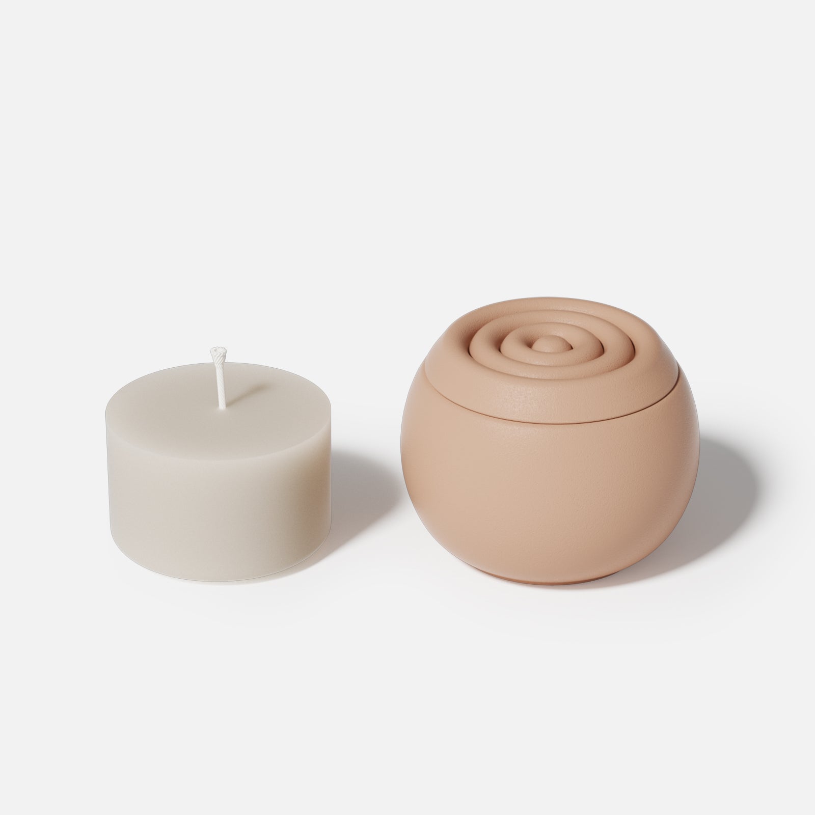 Ball candle jars and candle refills made using silicone molds.