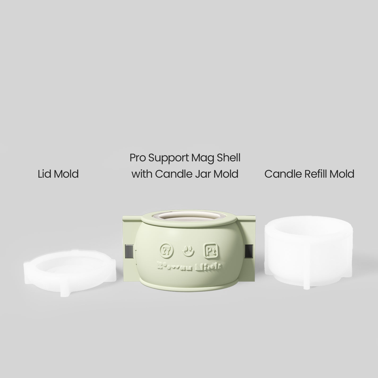 Silicone mold set for making spherical candle jars.
